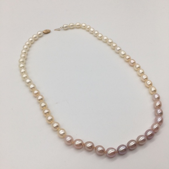 Natural Pearls fresh water multicolor necklace 14K gold clasp hand knotted - Picture 6 of 16